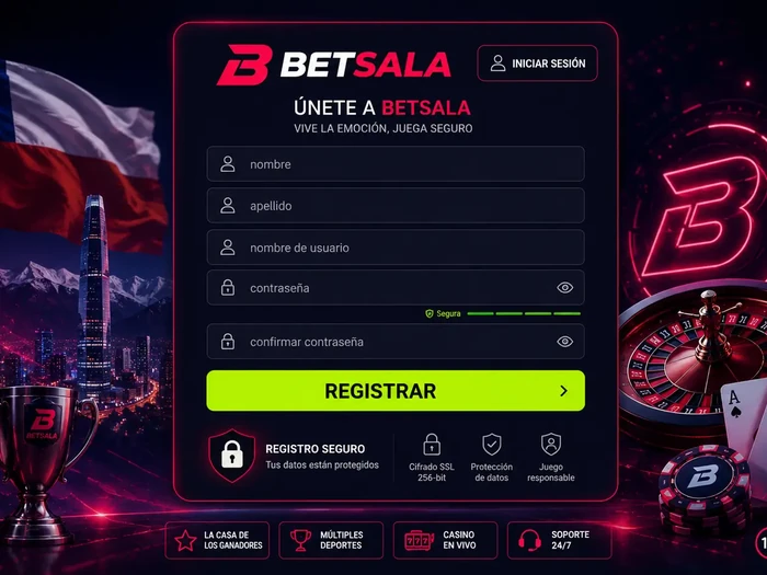 Registro de una nueva cuenta Betsala en Chile